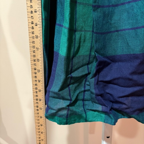 Vintage Lombardi Inc Elegant Green and Blue Checkered Plaid Look Midi Skirt (10) - Picture 4 of 5